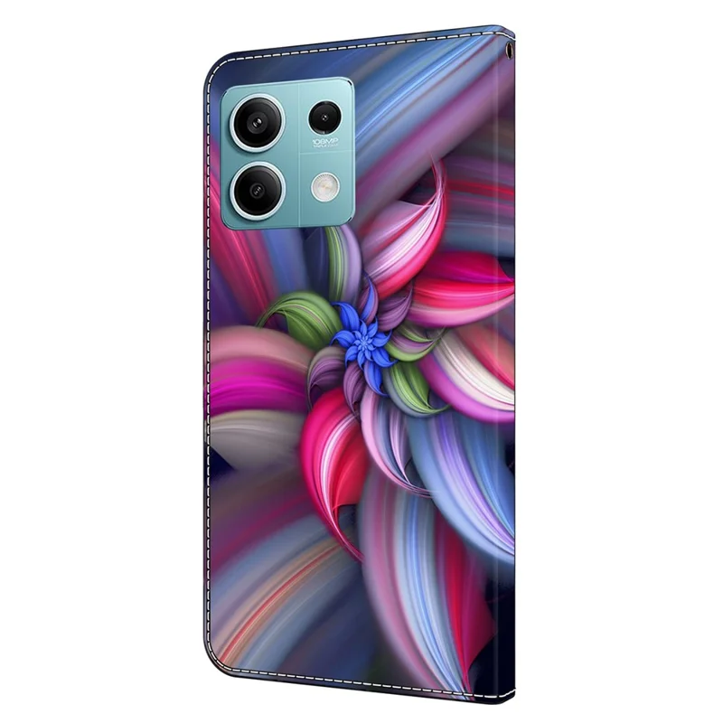 For Xiaomi Redmi Note 13 5G Anti-Drop Case 3D Pattern Printing Wallet Phone Cover - Colorful Flowers