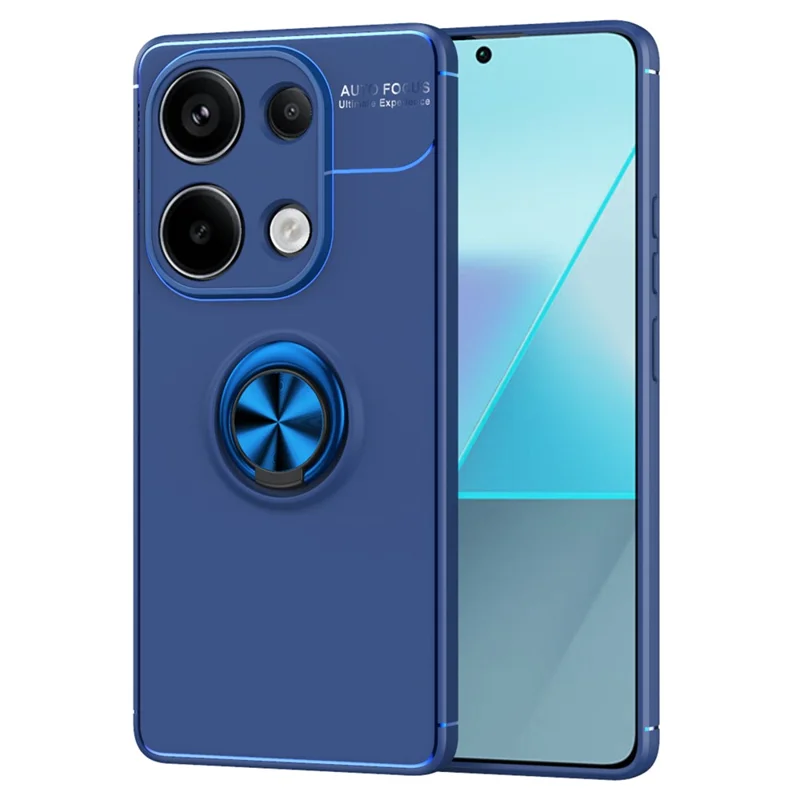 For Xiaomi Redmi Note 13 Pro 4G / Poco M6 Pro 4G Case TPU Phone Cover with Ring Kickstand - Blue