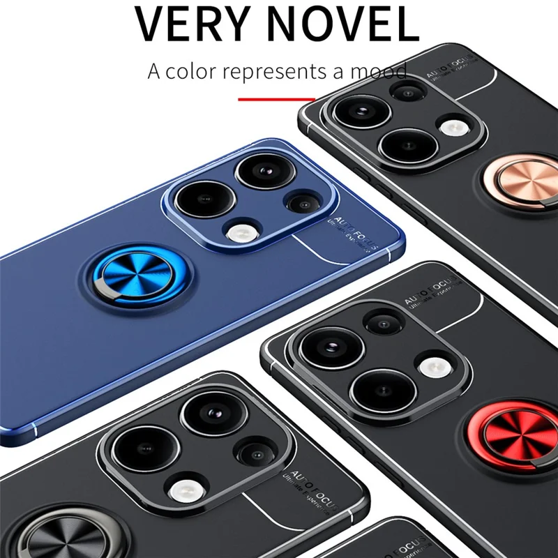 For Xiaomi Redmi Note 13 Pro 4G / Poco M6 Pro 4G Case TPU Phone Cover with Ring Kickstand - Blue
