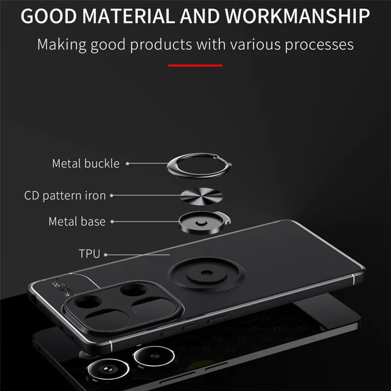 For Xiaomi Redmi Note 13 Pro 4G / Poco M6 Pro 4G Case TPU Phone Cover with Ring Kickstand - Blue