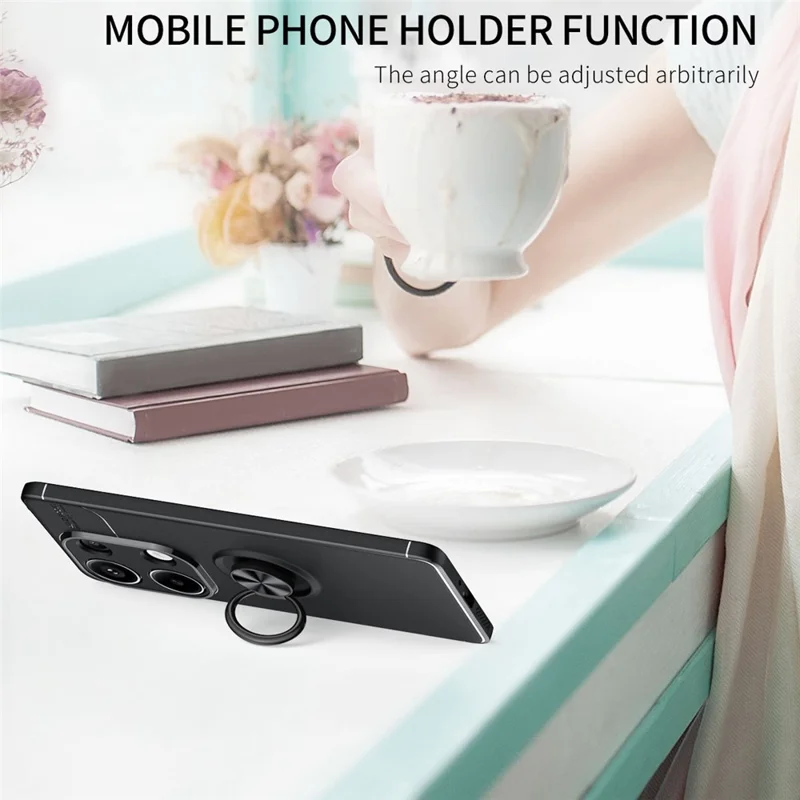 For Xiaomi Redmi Note 13 Pro 4G / Poco M6 Pro 4G Case TPU Phone Cover with Ring Kickstand - Blue