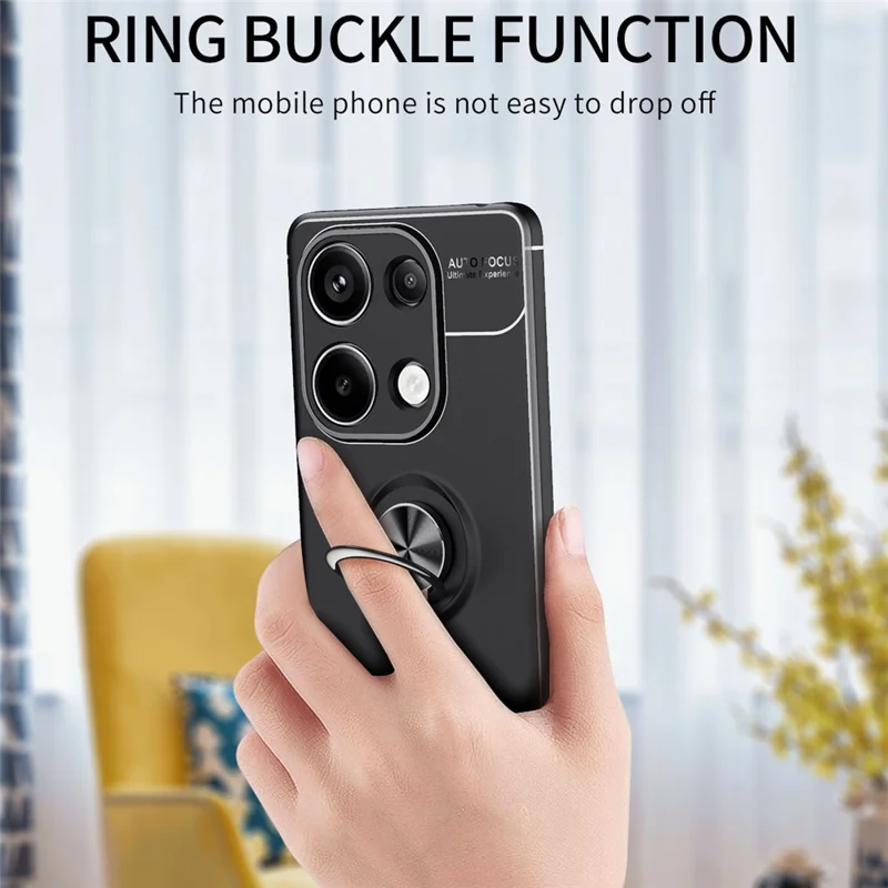 For Xiaomi Redmi Note 13 Pro 4G / Poco M6 Pro 4G Case TPU Phone Cover with Ring Kickstand - Blue