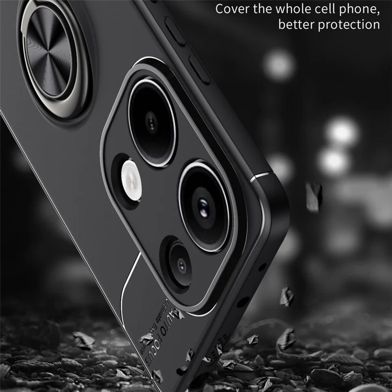 For Xiaomi Redmi Note 13 Pro 4G / Poco M6 Pro 4G Case TPU Phone Cover with Ring Kickstand - Blue