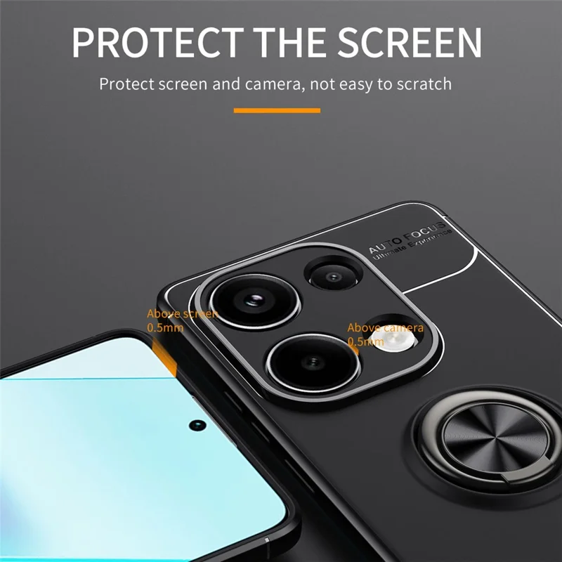 For Xiaomi Redmi Note 13 Pro 4G / Poco M6 Pro 4G Case TPU Phone Cover with Ring Kickstand - Blue