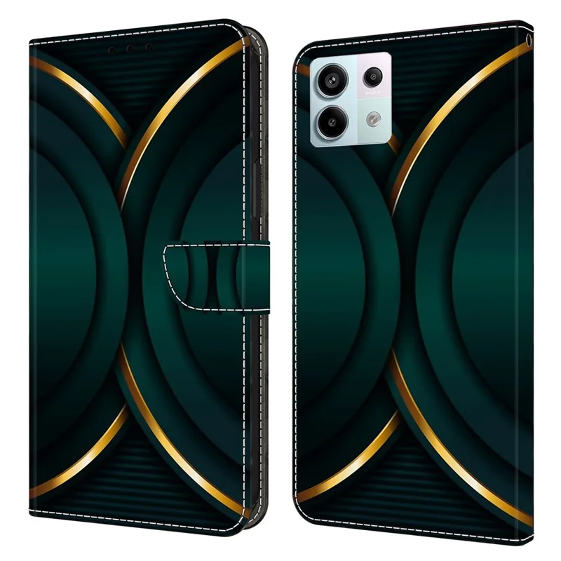 Per Xiaomi Redmi Note 13 Pro 5G / Poco X6 5G Case 3D Pattern Printing Leather Wallet Phone Shell - Gold Contour