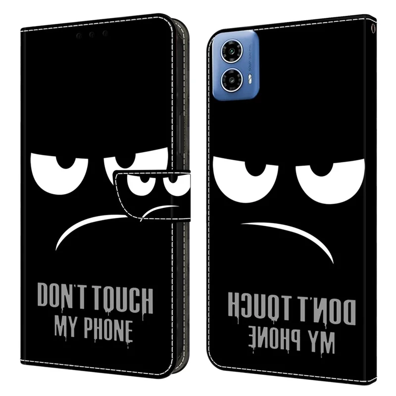 For Motorola Moto G24 Power Case Wallet Stand Phone Leather Cover 3D Pattern Printing - Don't Touch My Phone