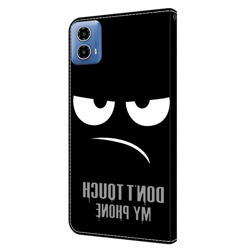 For Motorola Moto G24 Power Case Wallet Stand Phone Leather Cover 3D Pattern Printing - Don't Touch My Phone