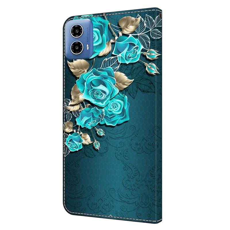 Funda Cartera de Teléfono de Cuero con Soporte para Motorola Moto G24 Power - Rosa Azul