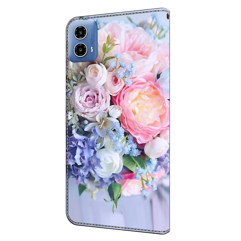 Für Motorola Moto G24 Power Case Wallet Stand Telefonlederhülle 3D-Musterdruck - Bunte Blume