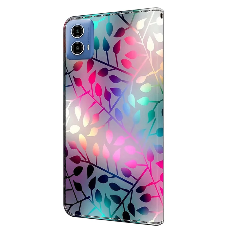 Portemonnee hoesje met standaard voor Motorola Moto G24 Power, lederen hoesje met 3D patroonbedrukking - blad van de esdoorn