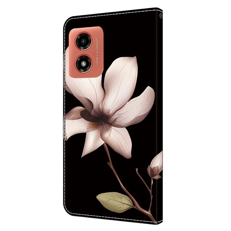 For Motorola Moto E14 4G / G04 4G / G04s 4G / G24 4G Leather Case 3D Pattern Printing Wallet Stand Cover - Pink Flower