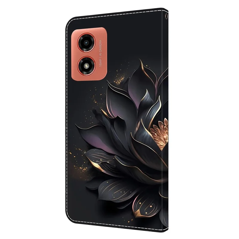 For Motorola Moto E14 4G / G04 4G / G04s 4G / G24 4G Leather Case 3D Pattern Printing Wallet Stand Cover - Purple Lotus