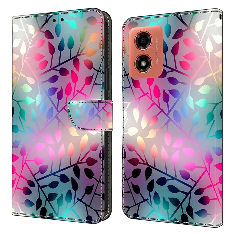 For Motorola Moto E14 4G / G04 4G / G04s 4G / G24 4G Leather Case 3D Pattern Printing Wallet Stand Cover - Maple Leaf