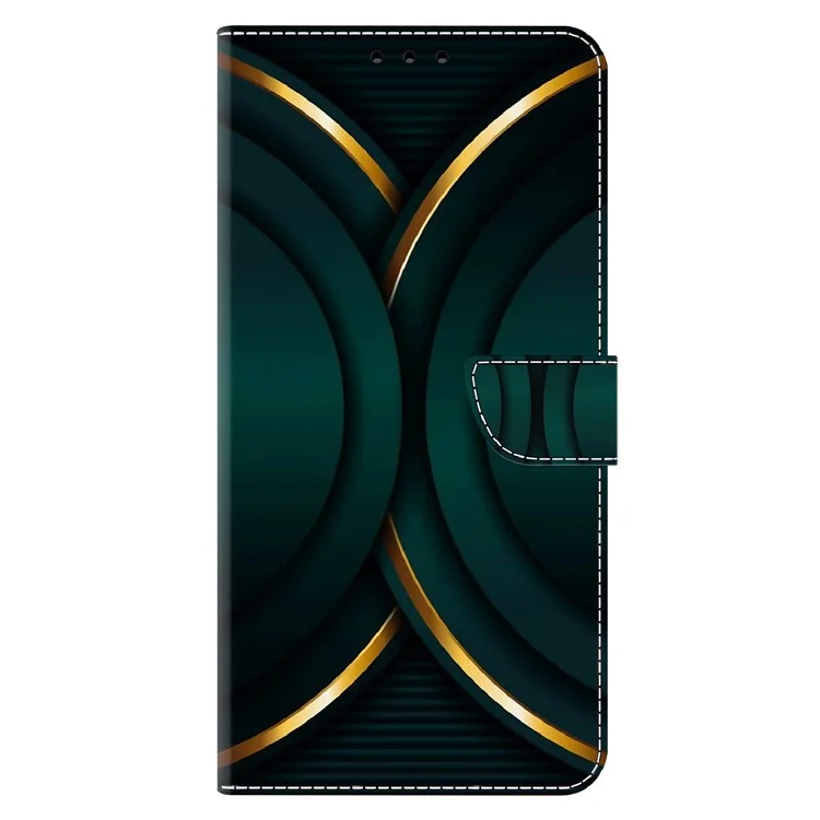 Para Motorola Moto E14 4G / G04 4G / G04s 4G / G24 4G Funda de Cartera con Impresión de Patrones 3D de Cuero - Contorno Dorado