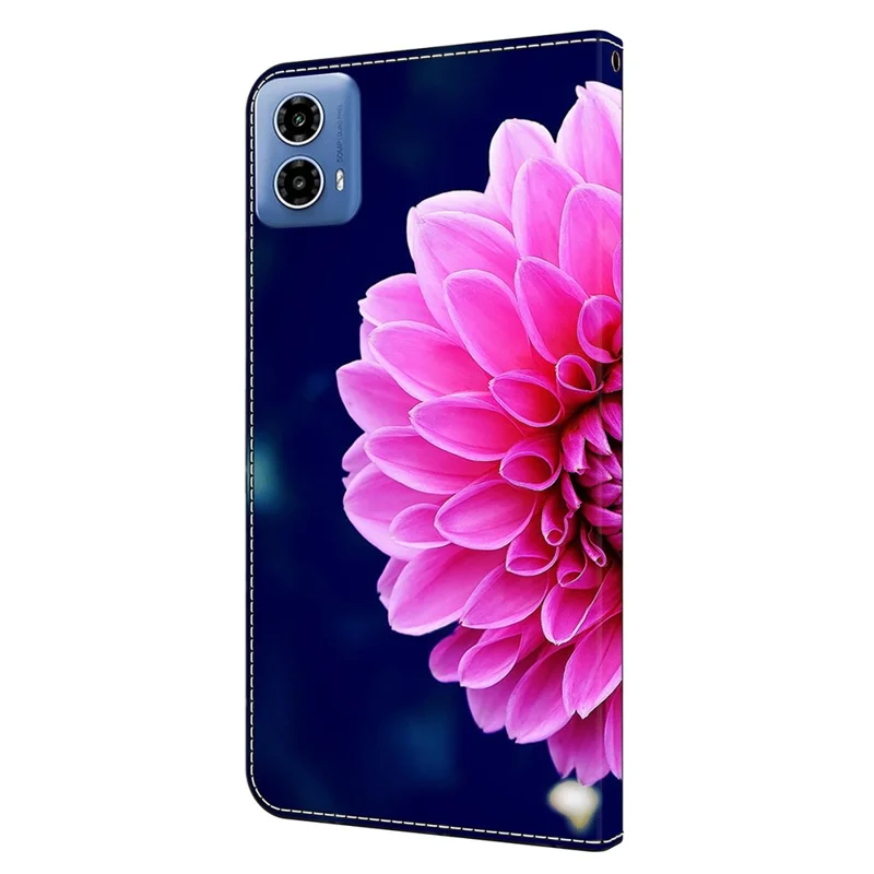 Per Motorola Moto G24 Power Custodia in Pelle Stand 3D Pattern Stampa Portafoglio Custodia per Telefono - Fiori Rosa