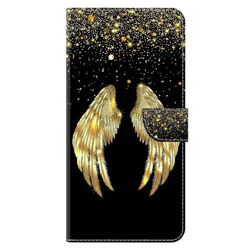 For Motorola Moto G24 Power Leather Stand Cover 3D Pattern Printing Wallet Phone Case - Gold Wing