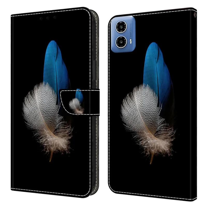 Per Motorola Moto G24 Power Custodia in pelle con supporto 3D Pattern Stampa Custodia portafoglio per telefono - Due piume