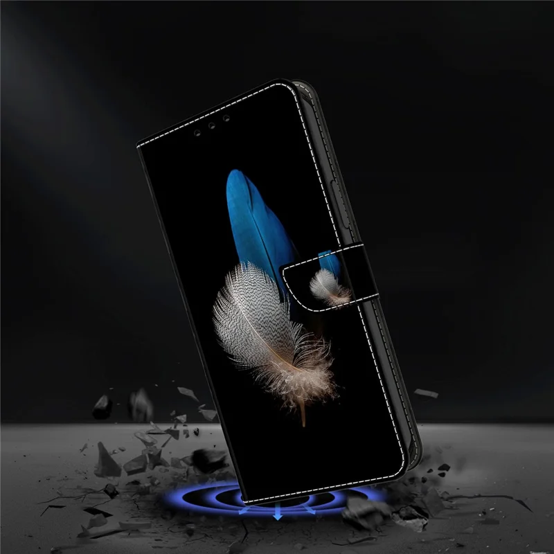 Per Motorola Moto G24 Power Custodia in pelle con supporto 3D Pattern Stampa Custodia portafoglio per telefono - Due piume