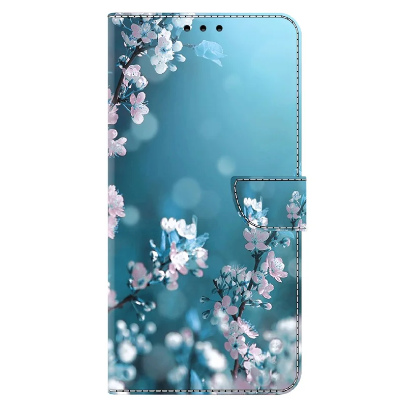 For Motorola Moto G24 Power Leather Stand Cover 3D Pattern Printing Wallet Phone Case - Plum Blossoms