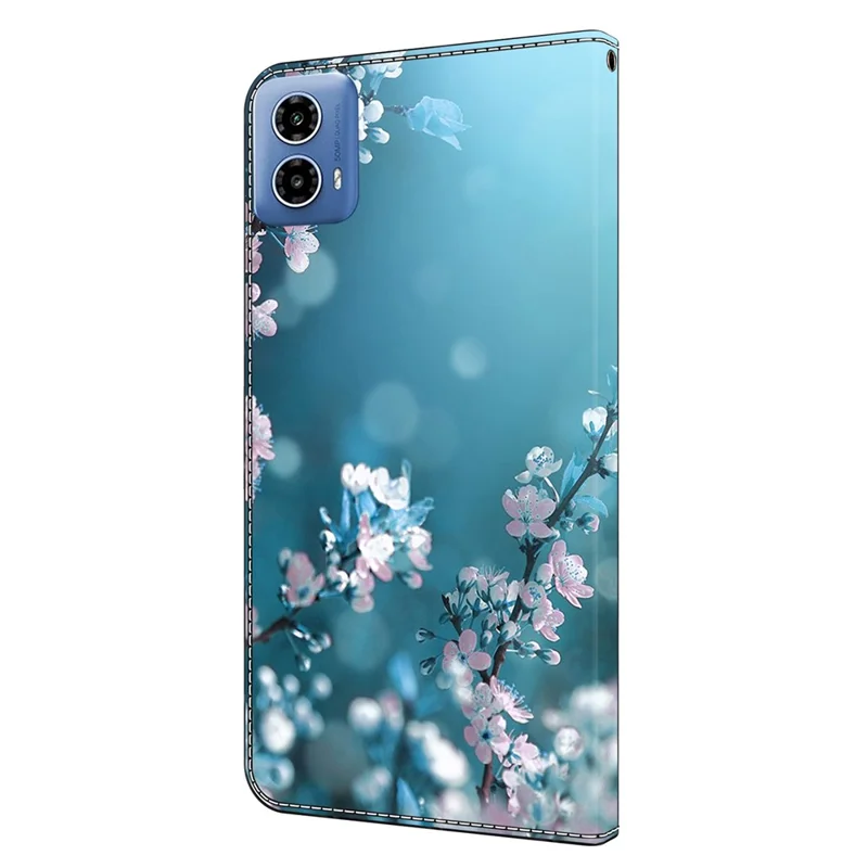 For Motorola Moto G24 Power Leather Stand Cover 3D Pattern Printing Wallet Phone Case - Plum Blossoms