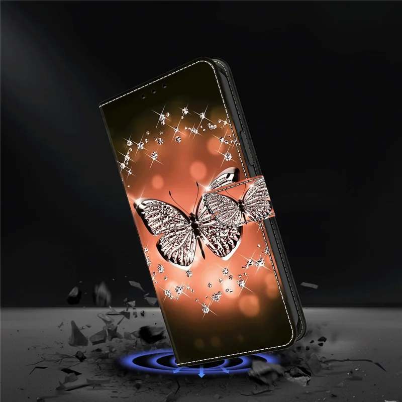 For Motorola Moto G24 Power Leather Stand Cover 3D Pattern Printing Wallet Phone Case - Crystal Butterfly