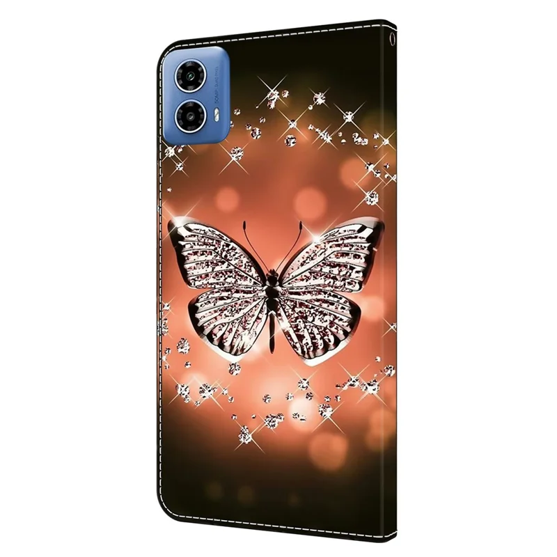 For Motorola Moto G24 Power Leather Stand Cover 3D Pattern Printing Wallet Phone Case - Crystal Butterfly