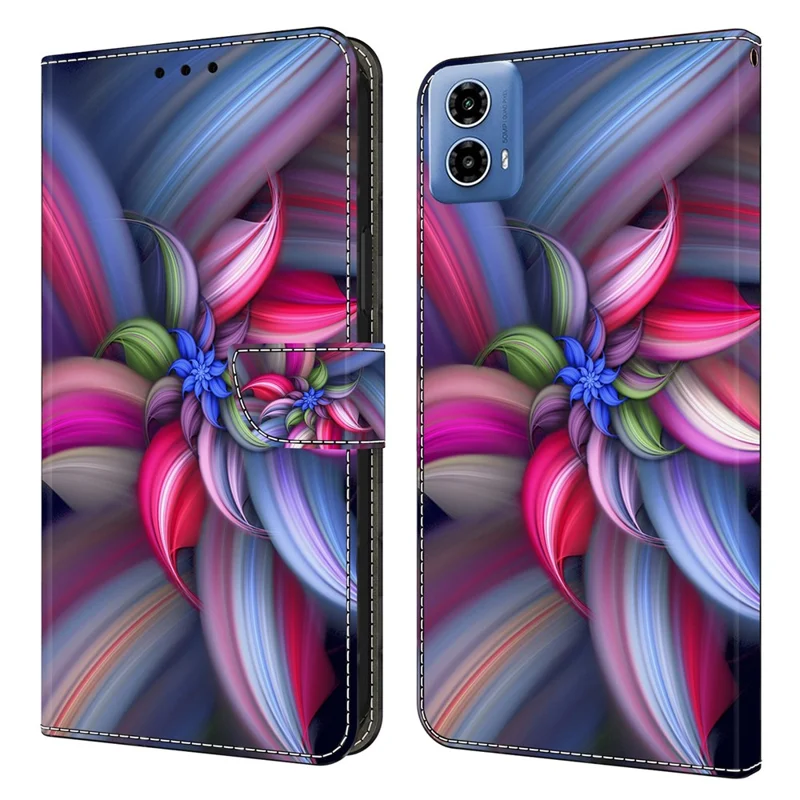 For Motorola Moto G24 Power Leather Stand Cover 3D Pattern Printing Wallet Phone Case - Colorful Flowers