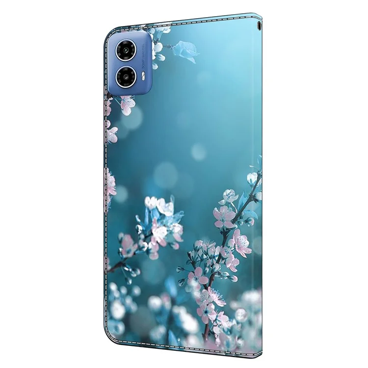 Para Motorola Moto G45 5G / G34 5G Funda de Cuero Caso Impresión en 3D Soporte Cartera Funda para Teléfono - Flores de Ciruelo