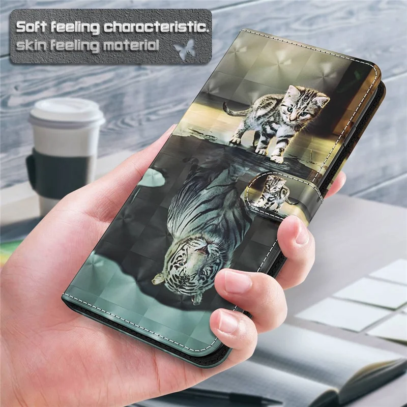 For Xiaomi Redmi Note 13 Pro+ 5G Case 3D Pattern Printing Leather Phone Cover with Hand Strap - Cat and Tiger