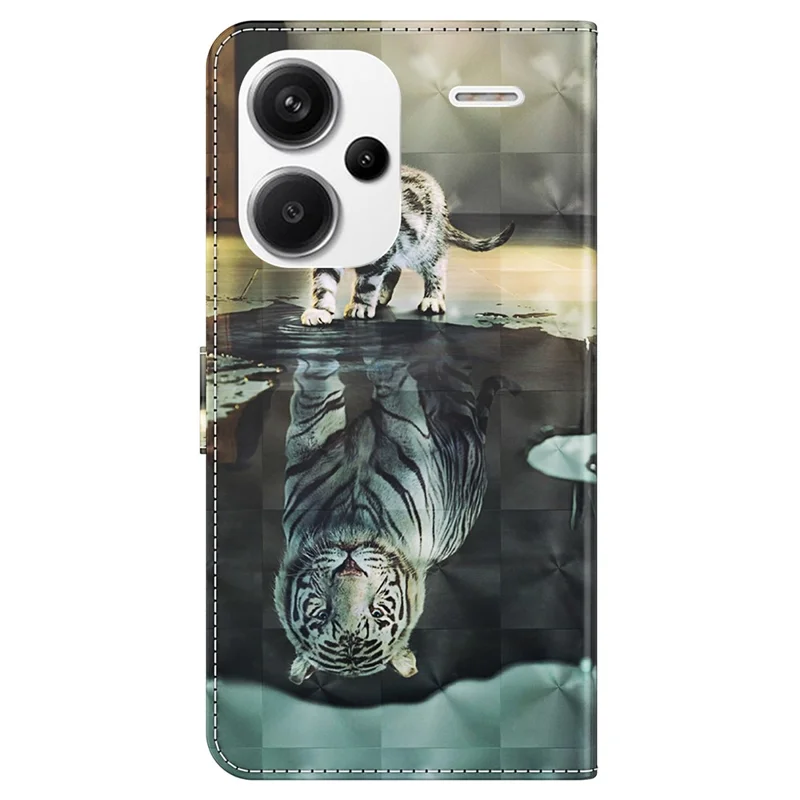 For Xiaomi Redmi Note 13 Pro+ 5G Case 3D Pattern Printing Leather Phone Cover with Hand Strap - Cat and Tiger