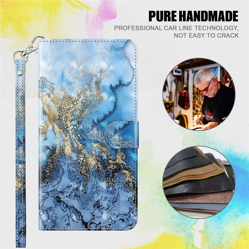 For Xiaomi Redmi Note 13 Pro 5G / Poco X6 5G Case with Hand Strap 3D Pattern Printing Leather Phone Cover - Bauhinia Valley