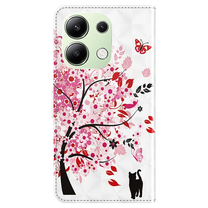 For Xiaomi Redmi Note 13 4G Phone Case 3D Pattern Printing Leather Flip Cover with Hand Strap - Wish Tree