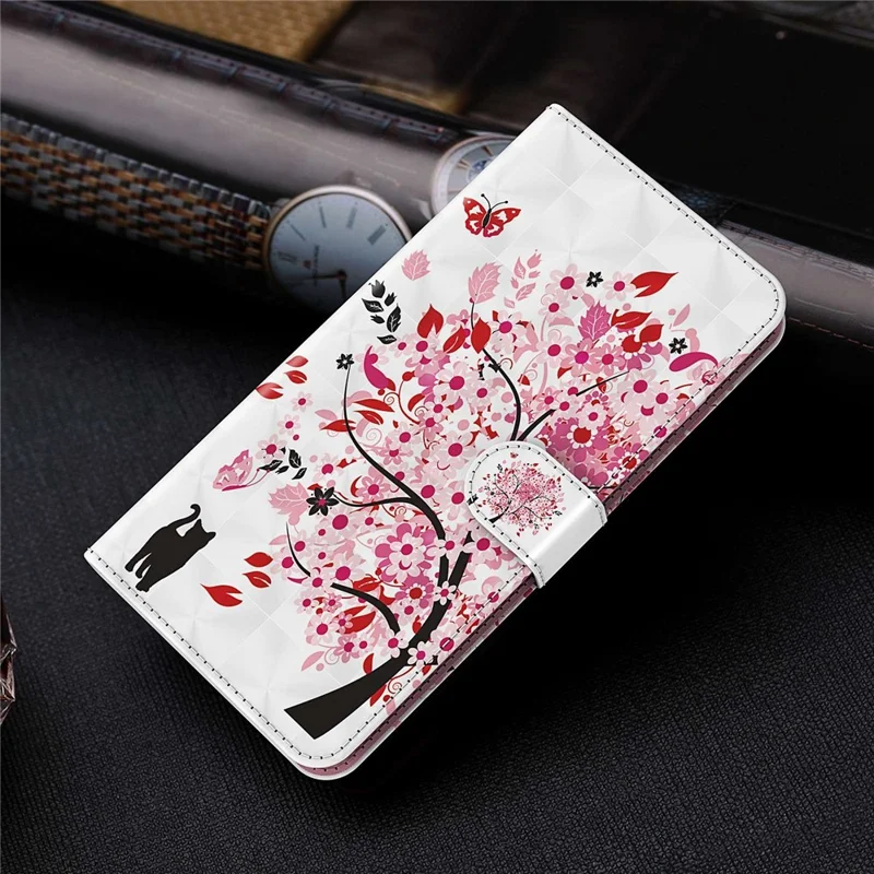 For Xiaomi Redmi Note 13 4G Phone Case 3D Pattern Printing Leather Flip Cover with Hand Strap - Wish Tree