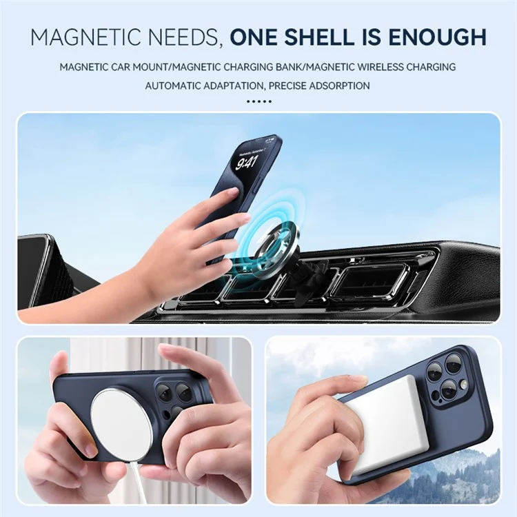 For iPhone 14 Pro Max Cell Phone Case Frosted Finish Anti-scratch Shell Compatible with MagSafe - Black