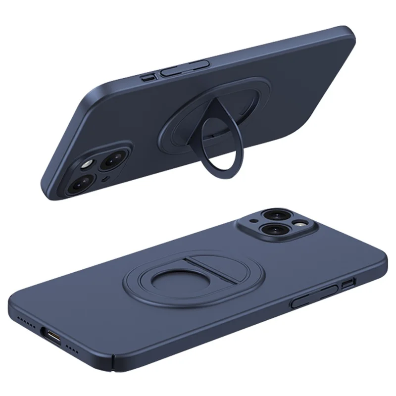 For iPhone 14 Magnetic Phone Case Scratch-proof Hard PC Cover Compatible with MagSafe - Dark Blue