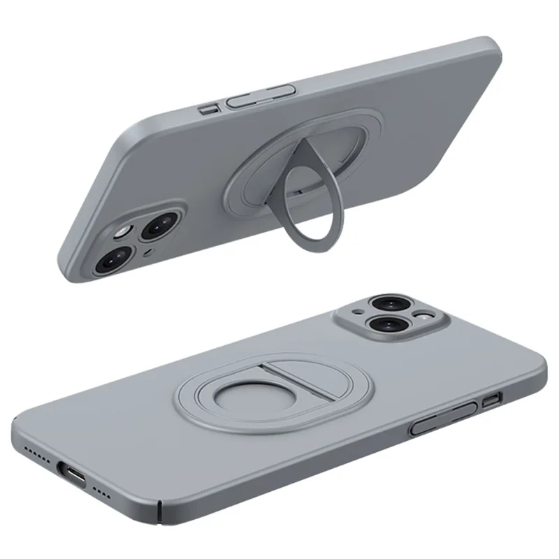 For iPhone 14 Magnetic Phone Case Scratch-proof Hard PC Cover Compatible with MagSafe - Titanium Grey