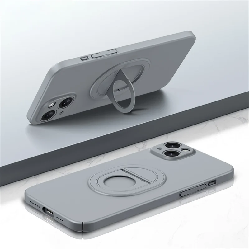 For iPhone 14 Magnetic Phone Case Scratch-proof Hard PC Cover Compatible with MagSafe - Titanium Grey