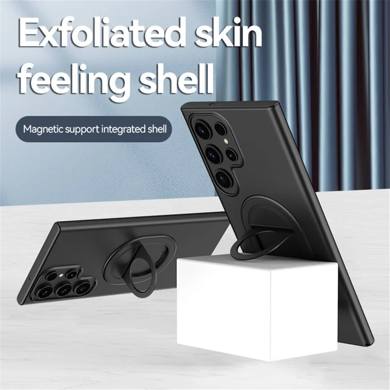 For Samsung Galaxy S23 Ultra Magnetic Case Hard PC Kickstand Shock-Absorbent Phone Shell - Titanium Grey