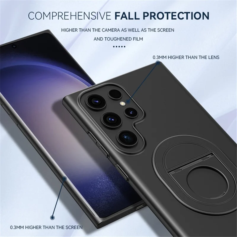 For Samsung Galaxy S23 Ultra Magnetic Case Hard PC Kickstand Shock-Absorbent Phone Shell - Titanium Grey