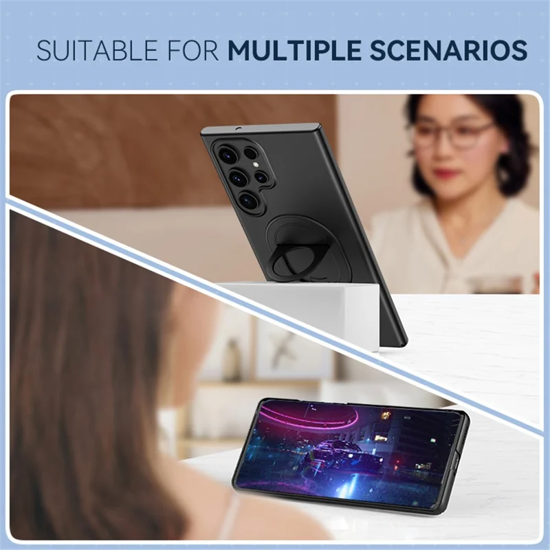 For Samsung Galaxy S23 Ultra Magnetic Case Hard PC Kickstand Shock-Absorbent Phone Shell - Titanium Grey