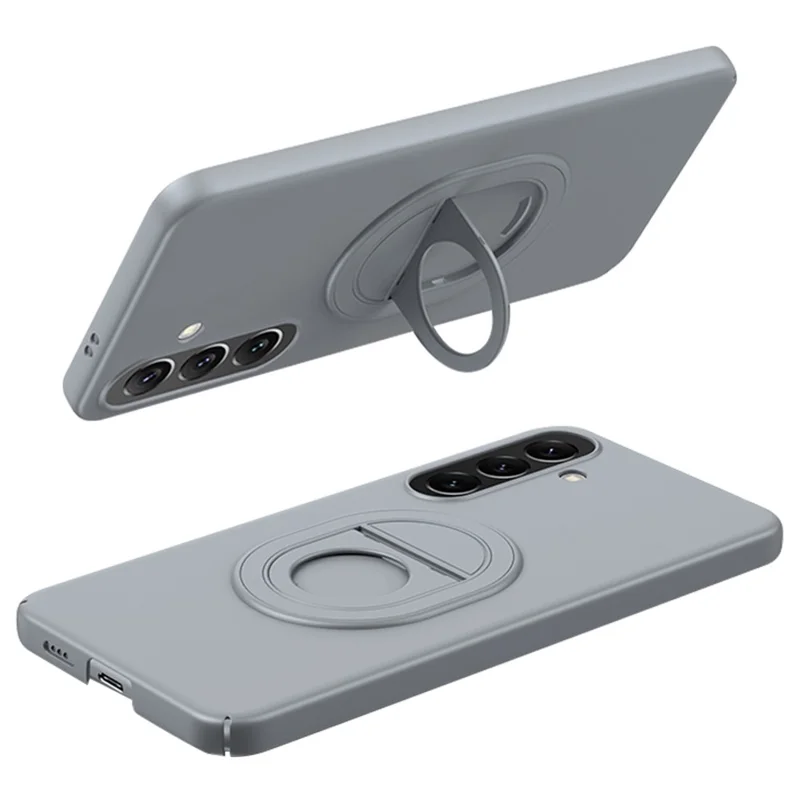 For Samsung Galaxy S24 Frosted Matte Case Hard Plastic Magnetic Invisible Kickstand Phone Cover - Titanium Grey