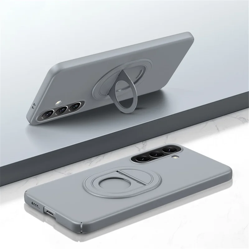 For Samsung Galaxy S24 Frosted Matte Case Hard Plastic Magnetic Invisible Kickstand Phone Cover - Titanium Grey