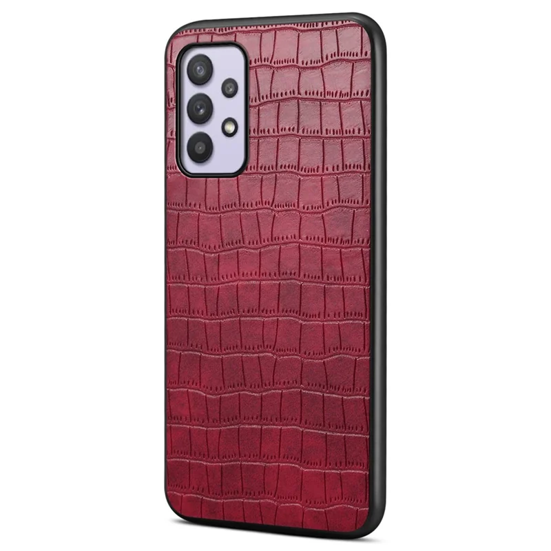For Samsung Galaxy A32 5G / M32 5G Case Crocodile Texture PU Leather Coating Back Cover - Red