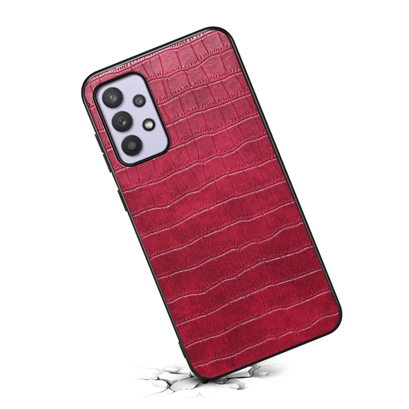 For Samsung Galaxy A32 5G / M32 5G Case Crocodile Texture PU Leather Coating Back Cover - Red