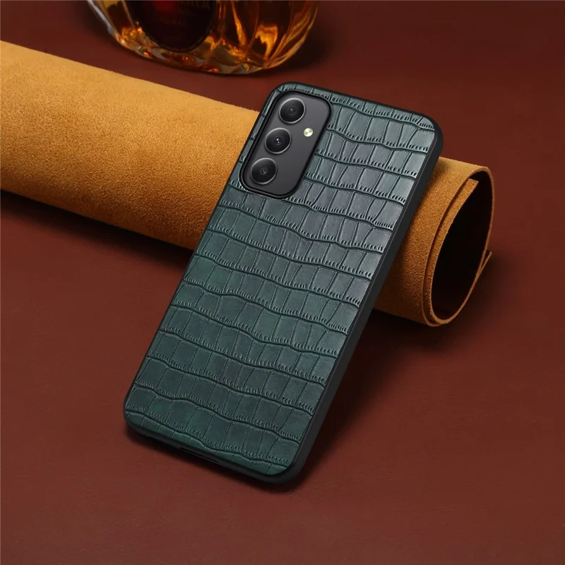 For Samsung Galaxy A35 5G Leather Back Case Crocodile Texture Protective Cover Shell - Green