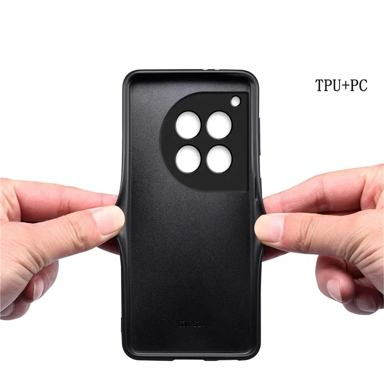 For OnePlus Ace 3 5G / 12R 5G Scratchproof Case Crocodile Texture Leather+TPU+PC Phone Cover - Black