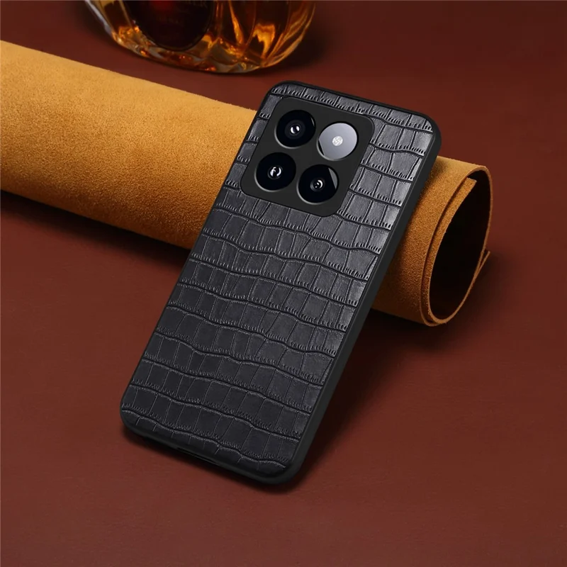 For Xiaomi 14 Pro Case Crocodile Texture Anti-scratch Cell Phone Cover - Black