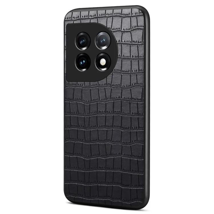 For OnePlus 11 5G Cell Phone Cases Slim-Fit Crocodile Pattern Textured Cover - Black