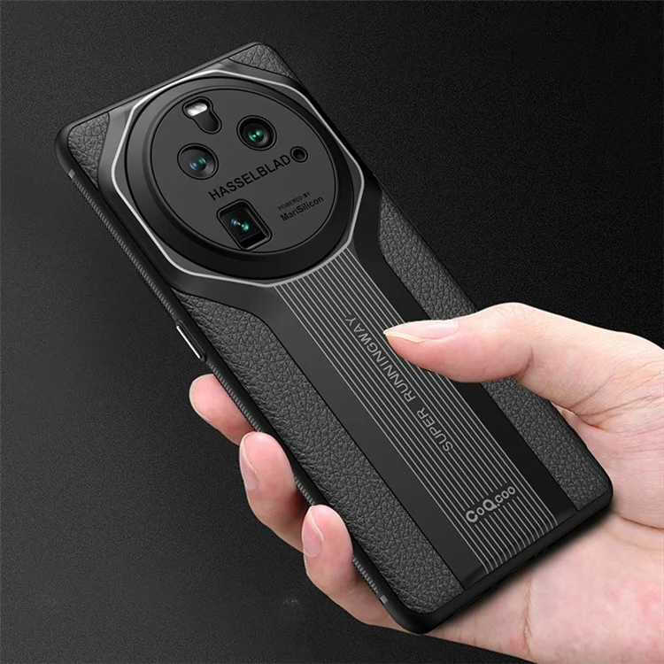 Q.COO Super Running Series 2 für Oppo Find X6 Pro Hülle PU-Leder + Acryl + TPU Drop Protective Phone Cover - Schwarz
