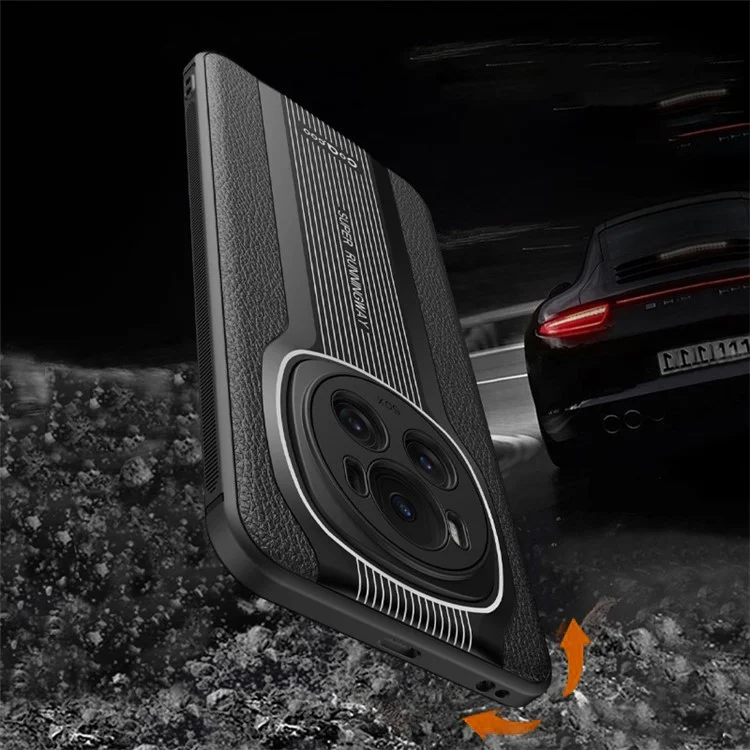 Q.COO Super Running Series 2 für Honor Magic6 5G Hülle Slim PU Leder beschichtet Acryl+TPU Handyhülle - Schwarz